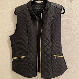 Beautiful vest by Marc New York, black, faux leather, and gold buttons.
